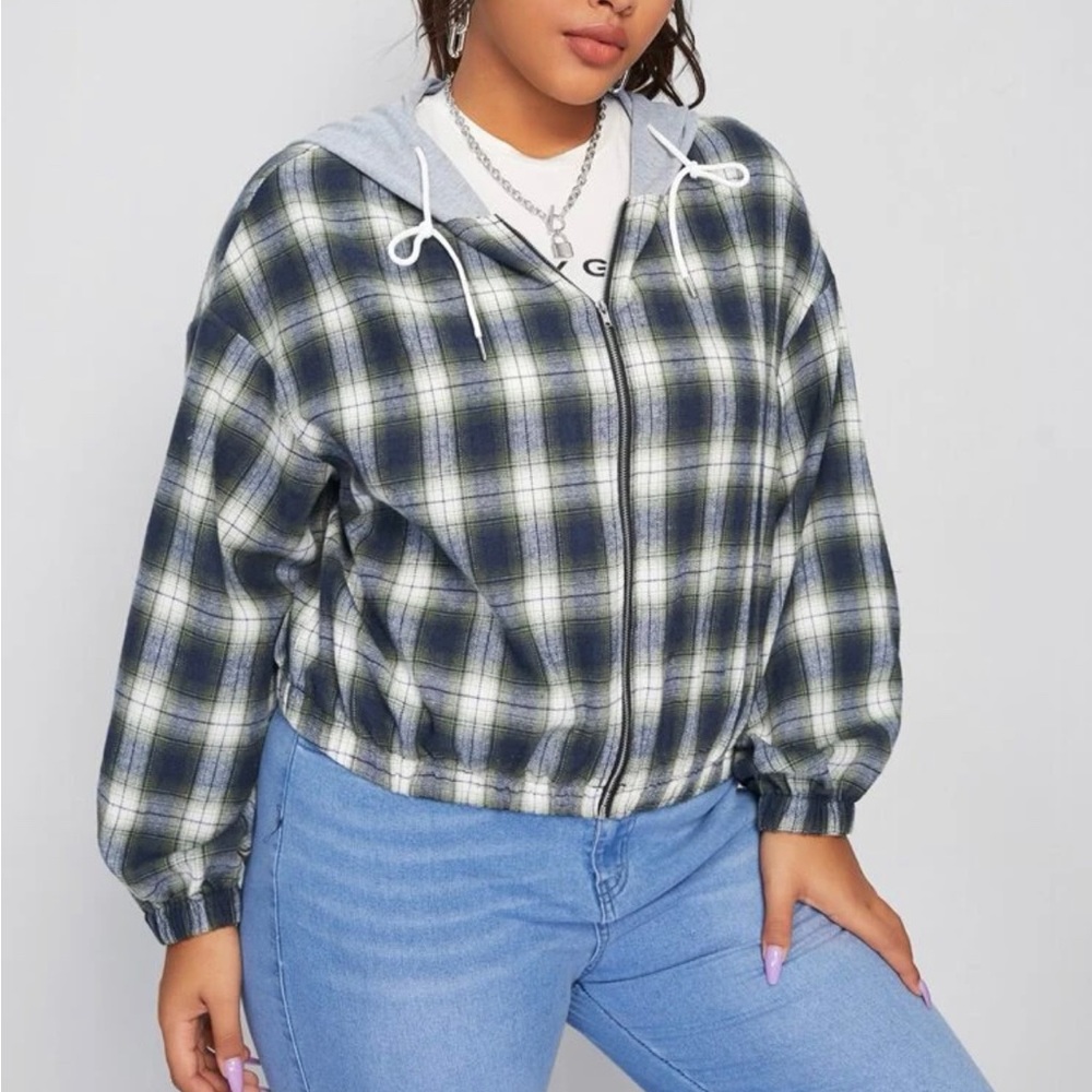 Plaid zip up sweater